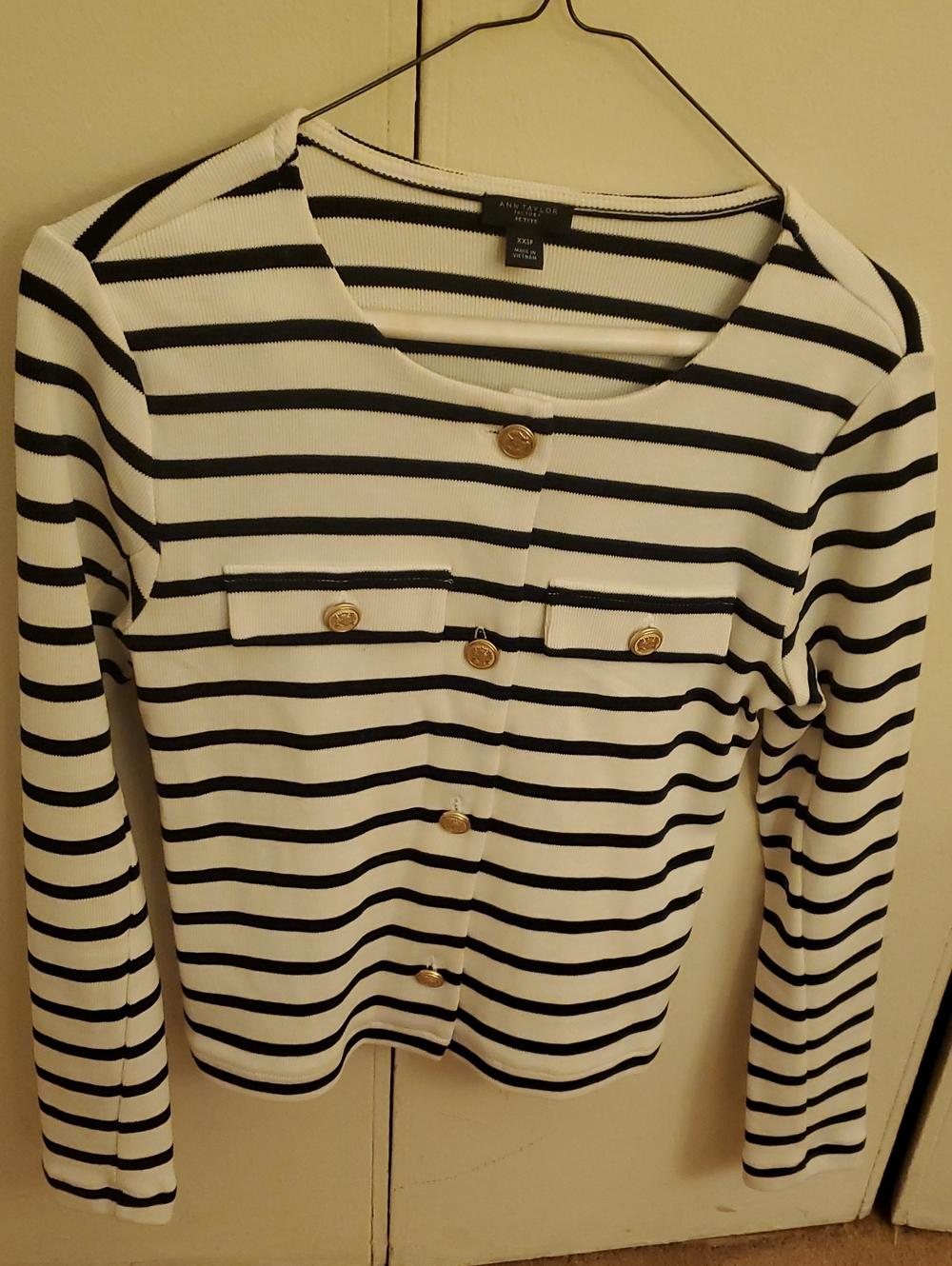 NWOT, ANN TAYLOR FACTORY, Classic Striped Button Down, Top/Jacket, Size XXSP
